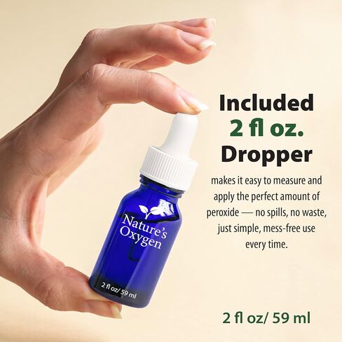 Nature’s Oxygen Food Grade Hydrogen Peroxide 12% Solution, 16 fl oz Pint Bottle with 2 fl oz Dropper, Only H₂O₂ & Water, Highly Concentrated, Made in USA in Saudi Arabia