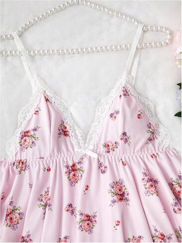Women's 2 Piece Pajama Sets Floral V Neck Ruffle Cami Top and Pants Lounge Set in Saudi Arabia