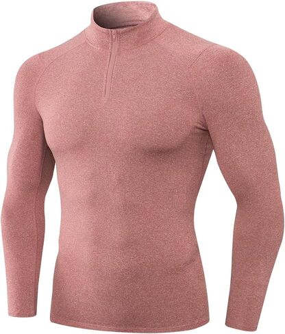 Yuerlian Fleece Men's Quarter Zip Pullover Sweatshirt Long Sleeve Shirt for Men Thermal Workout Tops Winter in Kuwait
