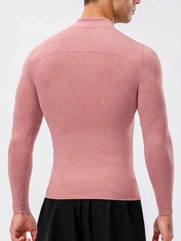 Yuerlian Fleece Men's Quarter Zip Pullover Sweatshirt Long Sleeve Shirt for Men Thermal Workout Tops Winter in Kuwait