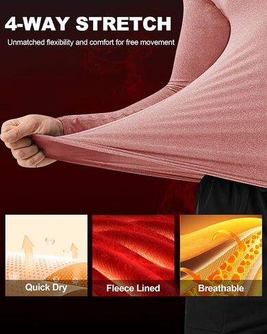 Yuerlian Fleece Men's Quarter Zip Pullover Sweatshirt Long Sleeve Shirt for Men Thermal Workout Tops Winter in Kuwait