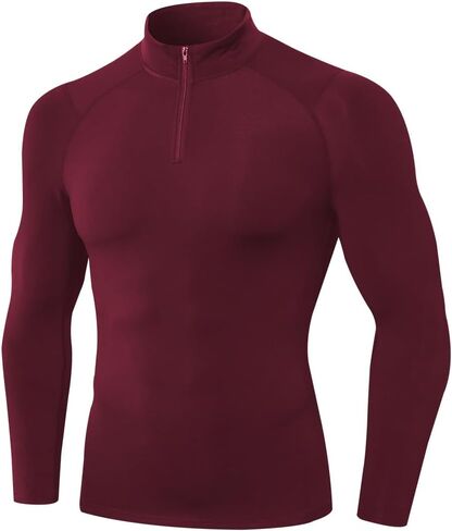Yuerlian Fleece Men's Quarter Zip Pullover Sweatshirt Long Sleeve Shirt for Men Thermal Workout Tops Winter in Kuwait