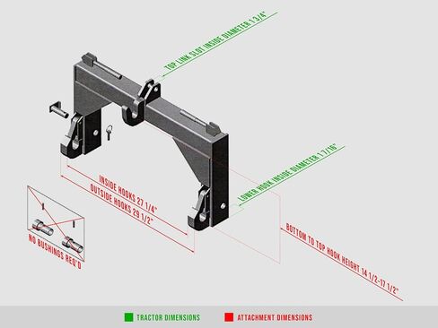 Fast Cat Quick Hitch, Category 1 3-Point, No Bushings Required with Adjustable Top Hook and Quick Change Pins, 2 Year Warranty (Black) in Saudi Arabia