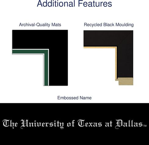 The University of Texas At Dallas 14" w x 11" h Diploma Frame - Fits a bachelor's, master's and phd - Gold Embossed Diploma Frame - Black Moulding with Black and Tartan Green Matting in Saudi Arabia
