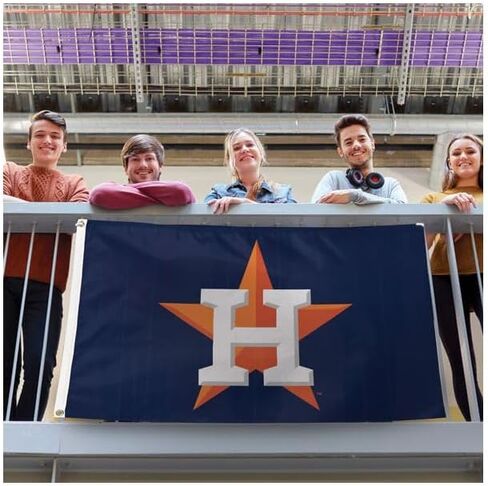 Houston Astros 3x5 Flag, Made by Wincraft, Indoor/Outdoor Use, Sewn Ends, Brass Grommets, Blue, Orange, White in Saudi Arabia