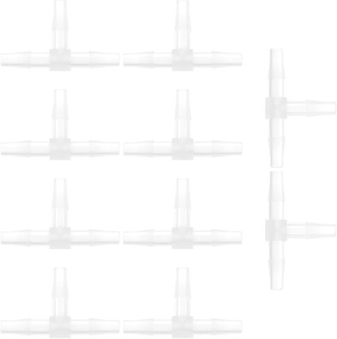 10 Pack 1/4" Tee Fitting Equal Barb, T Shaped Tee Type Fitting Equal Barbed, 3 Way Hose Barb Fittings, Plastic Hose Barbs for Fuel, Gas, Liquid, Air in Saudi Arabia