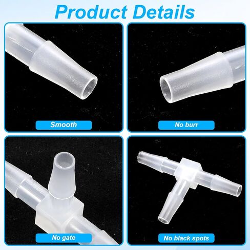 10 Pack 1/4" Tee Fitting Equal Barb, T Shaped Tee Type Fitting Equal Barbed, 3 Way Hose Barb Fittings, Plastic Hose Barbs for Fuel, Gas, Liquid, Air in Saudi Arabia
