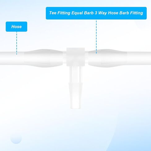 10 Pack 1/4" Tee Fitting Equal Barb, T Shaped Tee Type Fitting Equal Barbed, 3 Way Hose Barb Fittings, Plastic Hose Barbs for Fuel, Gas, Liquid, Air in Saudi Arabia