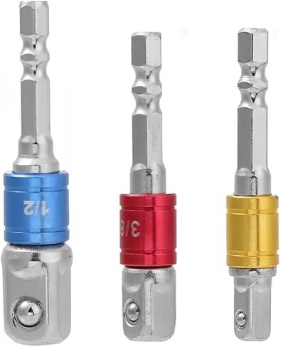 3Pcs Wrench Socket Adapter Hex Wrench Sleeve Extension Connector Drill Socket Adapter Power Drill Nut Impact Driver Tool in Saudi Arabia