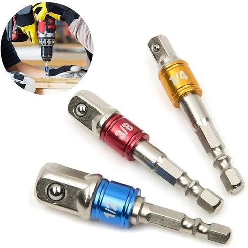 3Pcs Wrench Socket Adapter Hex Wrench Sleeve Extension Connector Drill Socket Adapter Power Drill Nut Impact Driver Tool in Saudi Arabia