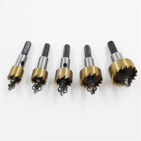 5pcs hss حفرة الثقب بتات الفولاذ المقاوم للصدأ القاطعات الطحن المعادن قاطعات الحفر مجموعة 16/18.5/20/25/30 مم +5 مفاتيح in Saudi Arabia
