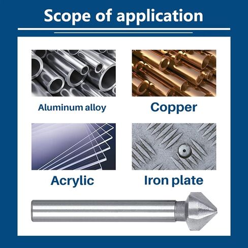 Drill Bit 3 Flute Chamfer Countersink Drill Bit 6pcs 6.3-20.5mm 90 Degree HSS Chamfering Cutter Wood Metal Hole Drilling(6pcs TiN Coated) in Saudi Arabia