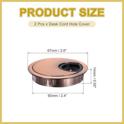 MECCANIXITY 2 Pcs Desk Grommet 1.8 Inch, Zinc Alloy Round Desk Hole Cover Wire Cable Cord Organizer for Home Office Computer Table Cables, 45mm, Black in Saudi Arabia