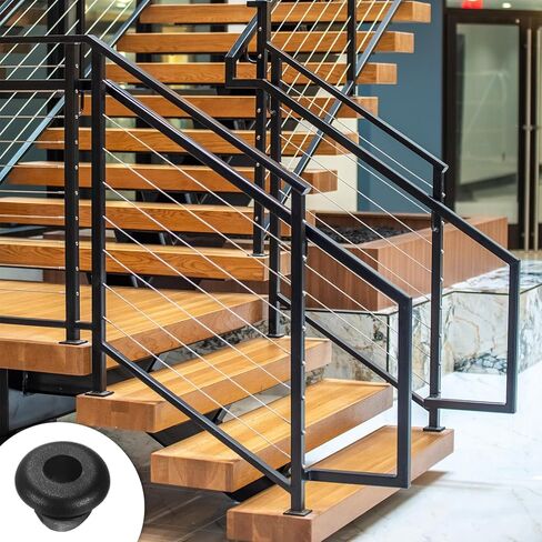 70-Pack Cable Railing Rubber Grommets, 5mm Drill Hole 3mm ID Eyelet Ring Gasket for Wiring, Wire Cable, Automotive, Metal Cable Railing Post, Car Grommet [Black] in Kuwait