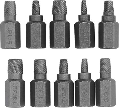 Damaged Screw Extractor Bolt Stud Remover 10Pcs Professional Chrome Vanadium Steel Hex Bolt Extractor Set for Mechanics DIY Enthusiasts in Saudi Arabia