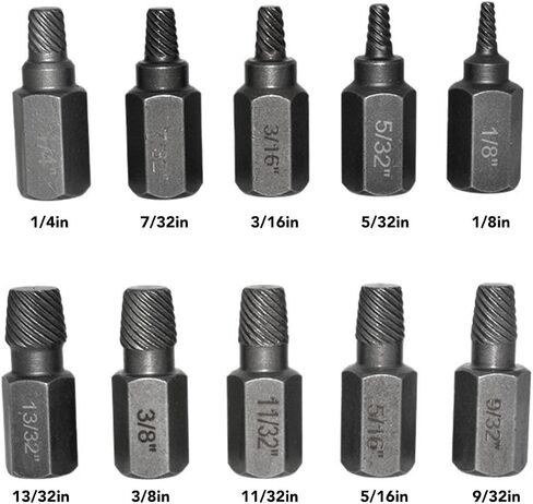 Damaged Screw Extractor Bolt Stud Remover 10Pcs Professional Chrome Vanadium Steel Hex Bolt Extractor Set for Mechanics DIY Enthusiasts in Saudi Arabia