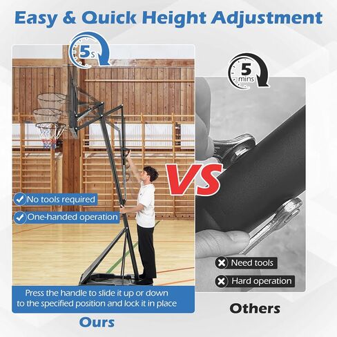 Gymax Basketball Hoop ، 4.9-10 قدم هدف كرة السلة قابل للتعديل مع اللوحة الخلفية 44 بوصة ، صفيحة وعجلات للأطفال البالغين ، طوق لكرة السلة المحمولة للداخلية والخارجية in Kuwait