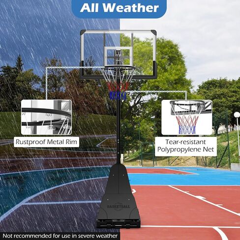 Gymax Basketball Hoop ، 4.9-10 قدم هدف كرة السلة قابل للتعديل مع اللوحة الخلفية 44 بوصة ، صفيحة وعجلات للأطفال البالغين ، طوق لكرة السلة المحمولة للداخلية والخارجية in Kuwait