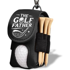 The Golf Father Golf Ball Bag - Golfer Accessories for Men Premium Leather Holder with Clip - Custom Golf Tee Pouch Unique Gift for Dad in Saudi Arabia