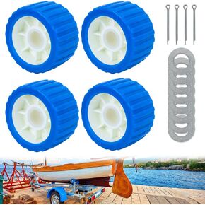 Boat Wobble Roller 5"x3", Boat Trailer Roller Marine Ribbed Wobble Roller Boat Trailer Wobble Roller Assembly with Washers and pins for Boat Yacht Trailer in Kuwait