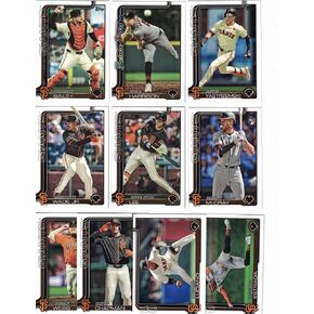 San Francisco Giants / Complete 2025 Topps San Francisco Giants Baseball Card Team Team (السلسلة 1 و 2) مع (20) بطاقات. * بالإضافة إلى مكافأة* تتضمن هذه القائمة (5) مكافأة San Francisco Giants Baseball Cards! in Kuwait