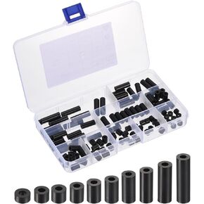 PATIKIL M5 Nylon Spacer Set, 100Pcs Non-Threaded ABS Round Spacer Standoff Assortment Electrical Outlet Spacers for PCB Motherboard, Circuit Board, Switch and Receptacle, Black in Kuwait