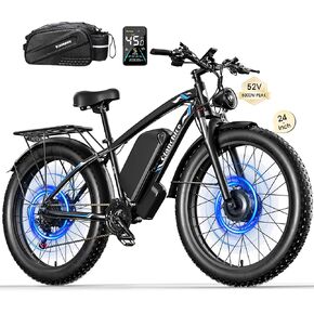 Peak 5000W Dual Motor Electric Bike Long Range Ebike for Adults 40-45MPH 100 Miles, Fat Tire Electric Bike 24Inch, 52V 32AH Commuter Electric Bicycles Ebike for Men Women, Hydraulic Disc Brake in Saudi Arabia