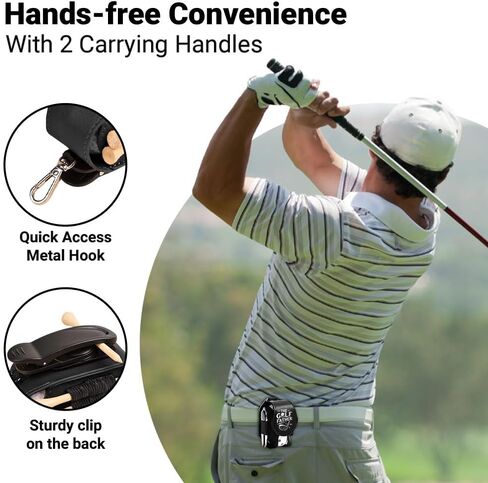 The Golf Father Golf Ball Bag - Golfer Accessories for Men Premium Leather Holder with Clip - Custom Golf Tee Pouch Unique Gift for Dad in Saudi Arabia