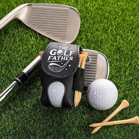 The Golf Father Golf Ball Bag - Golfer Accessories for Men Premium Leather Holder with Clip - Custom Golf Tee Pouch Unique Gift for Dad in Saudi Arabia