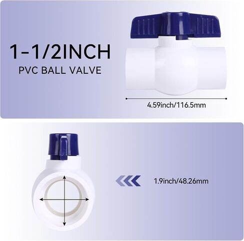 5 Pack 3/4'' Slip PVC Ball Valve, PVC Water Pipe Shut Off Valves 3/4inch with Double Socket Full Flow Port, T Handle SCH40 Plastic Control Valve for Swimming Pool, Irrigation, Sewage Pipes in Saudi Arabia