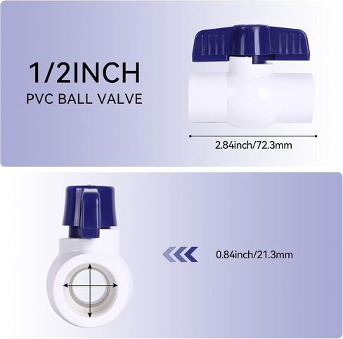 5 حزمة 3/4 '' صمام كرة PVC PVC ، أنبوب المياه PVC مغلق صمامات 3/4INCH مع منفذ التدفق الكامل المقبس المزدوج ، T HALDE SCH40 صمام التحكم البلاستيكي لمسبح السباحة ، والري ، وأنابيب الصرف الصحي in Kuwait