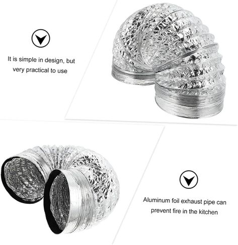 Gadpiparty Double-Layer Thick Aluminum Foil Telescopic Air Duct Flexible Vent Hose for Kitchen Exhaust High Temperature Resistant 5 Feet Length for Range Hoods and Air Conditioners in Saudi Arabia