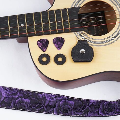 Hennaja Adjustable Guitar Strap Includes 2 Strap Locks & 2 Matching Picks & 1 Picks Holder & 1 leather Strap Button. in Kuwait