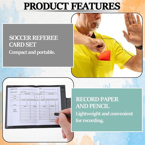 2PCS بطاقات الحكم لكرة القدم ، وبطاقات تحذير حمراء وصفراء مصممة مع ورق تسجيلات وقلم رصاص وتخزين البطاقات ، ومجموعة محكم كرة القدم لمباريات كرة القدم والألعاب الرياضية in Saudi Arabia