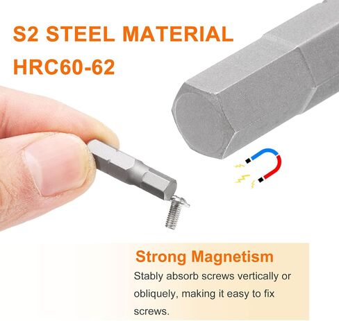 HARFINGTON 2pcs H8 Hex Screwdriver Bit 1/4" Hex Shank 25mm/1" Length Magnetic Hexagon Head S2 Steel Screw Driver Bit in Saudi Arabia