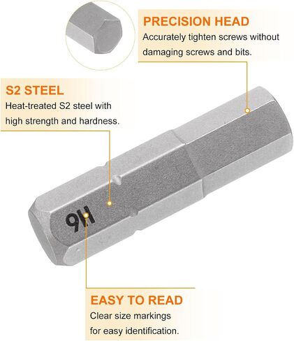 HARFINGTON 2pcs H8 Hex Screwdriver Bit 1/4" Hex Shank 25mm/1" Length Magnetic Hexagon Head S2 Steel Screw Driver Bit in Saudi Arabia