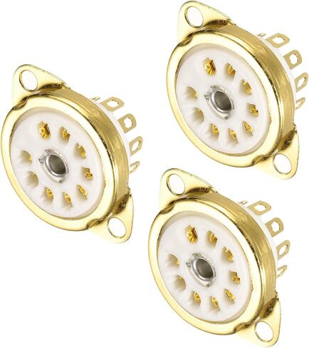 MECCANIXITY 9 pins PCB Tube Socket Ceramics, Vacuum Tube Protect Tube Pin Socket, White Plated Suitable for 12AX7, 12AU7 Tube Pack of 5，GZC9-C-1-G in Saudi Arabia