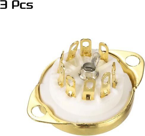 MECCANIXITY 9 pins PCB Tube Socket Ceramics, Vacuum Tube Protect Tube Pin Socket, White Plated Suitable for 12AX7, 12AU7 Tube Pack of 5，GZC9-C-1-G in Saudi Arabia