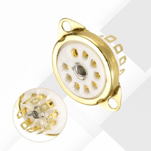 MECCANIXITY 9 pins PCB Tube Socket Ceramics, Vacuum Tube Protect Tube Pin Socket, White Plated Suitable for 12AX7, 12AU7 Tube Pack of 5，GZC9-C-1-G in Saudi Arabia