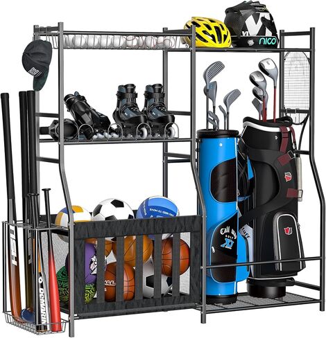 Ultrawall Golf Storage Organizer, Golf Bag Storage Stand for Garage, Golf Equipment Rack with Wheels Fits 2 Golf Bags and Golf Equipment Accessories in Saudi Arabia