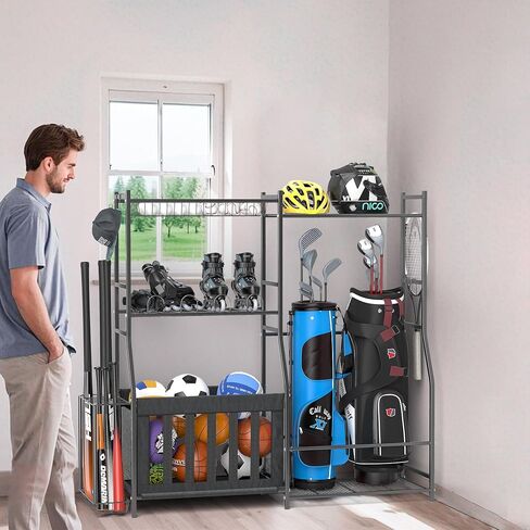 Ultrawall Golf Storage Organizer, Golf Bag Storage Stand for Garage, Golf Equipment Rack with Wheels Fits 2 Golf Bags and Golf Equipment Accessories in Saudi Arabia