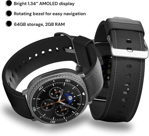Samsung Galaxy Watch 8 Classic | 46mm ، الدوار الإطار | AI Smartwatch W/ 1.34 "AMOLED ، WEAR OS 6 ، WI-FI ، Bluetooth ، GPS Fitness Tracker ، IP68 | International Model L500 | W/ Fast Charger ، Black in Saudi Arabia