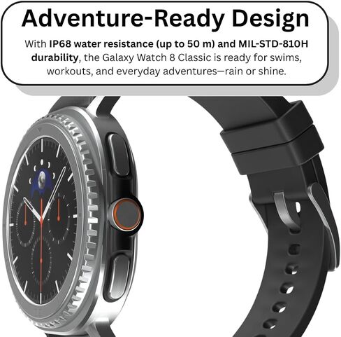 Samsung Galaxy Watch 8 Classic | 46mm ، الدوار الإطار | AI Smartwatch W/ 1.34 "AMOLED ، WEAR OS 6 ، WI-FI ، Bluetooth ، GPS Fitness Tracker ، IP68 | International Model L500 | W/ Fast Charger ، Black in Saudi Arabia