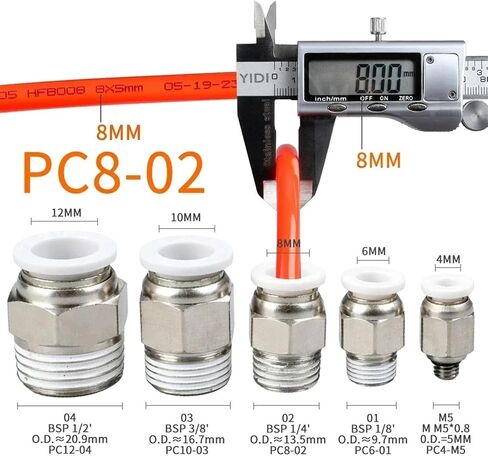 5 PC PNEUMATIC AIR PIPE خرطوم 4 4 مم 6 مم 8 مم 10 مم 12 مم إلى محول ذكور النحاس المناسب in Saudi Arabia