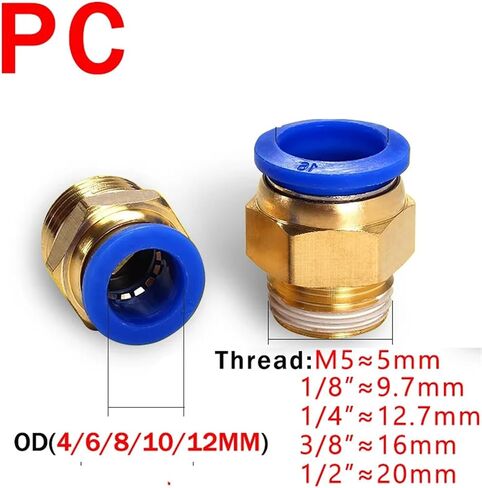 20/50 PCS PCF PL SL PB دفع لتوصيل TUBE PNEUMATIC MALE BRANCH TEE FITTING-4/6/8/10/10/12MM TUBE OD X M5/01/02/03/04 THERM (8-03 (8MM-3L8) ، PCF (50pcs)) in Saudi Arabia