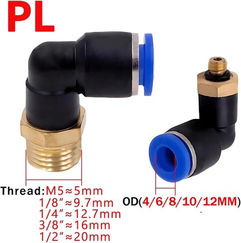 20/50 PCS PCF PL SL PB دفع لتوصيل TUBE PNEUMATIC MALE BRANCH TEE FITTING-4/6/8/10/10/12MM TUBE OD X M5/01/02/03/04 THERM (8-03 (8MM-3L8) ، PCF (50pcs)) in Saudi Arabia