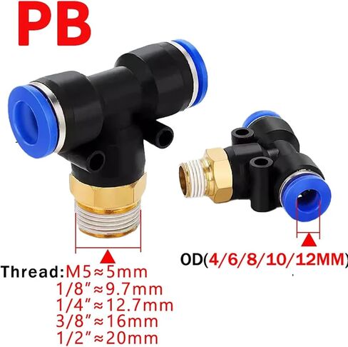 20/50 PCS PCF PL SL PB دفع لتوصيل TUBE PNEUMATIC MALE BRANCH TEE FITTING-4/6/8/10/10/12MM TUBE OD X M5/01/02/03/04 THERM (8-03 (8MM-3L8) ، PCF (50pcs)) in Saudi Arabia