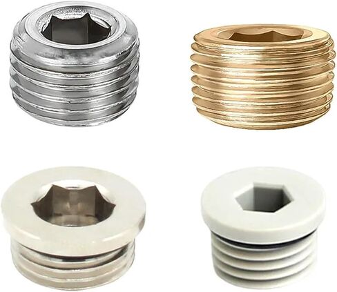 10pcs/lot M5 1/8 1/4 "3/8" 1/2 "3/4" 1 "سداسي النحاس الداخلي مع غطاء نهاية النحاس حلقة الختم للهواء المضغوط (304 Outer Hexagon-01،1/4") in Saudi Arabia