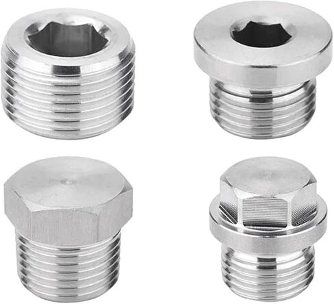 10pcs/lot M5 1/8 1/4 "3/8" 1/2 "3/4" 1 "سداسي النحاس الداخلي مع غطاء نهاية النحاس حلقة الختم للهواء المضغوط (304 Outer Hexagon-01،1/4") in Saudi Arabia
