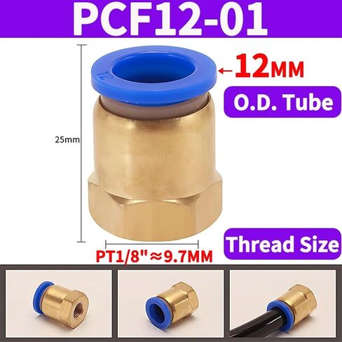 PCF 4mm-12mm Pneumatic Fitting Thread 1/8'' 1/4'' 3/8'' 1/2'' air Thread Female Straight Air Fitting Connector Tube Push in,PCF6(PCF10-02) in Saudi Arabia
